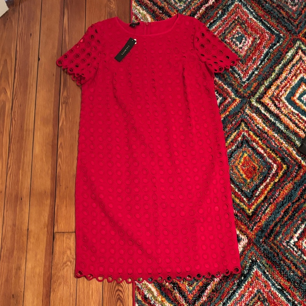 Talbots Vibrant Red Eyelet Midi Dress